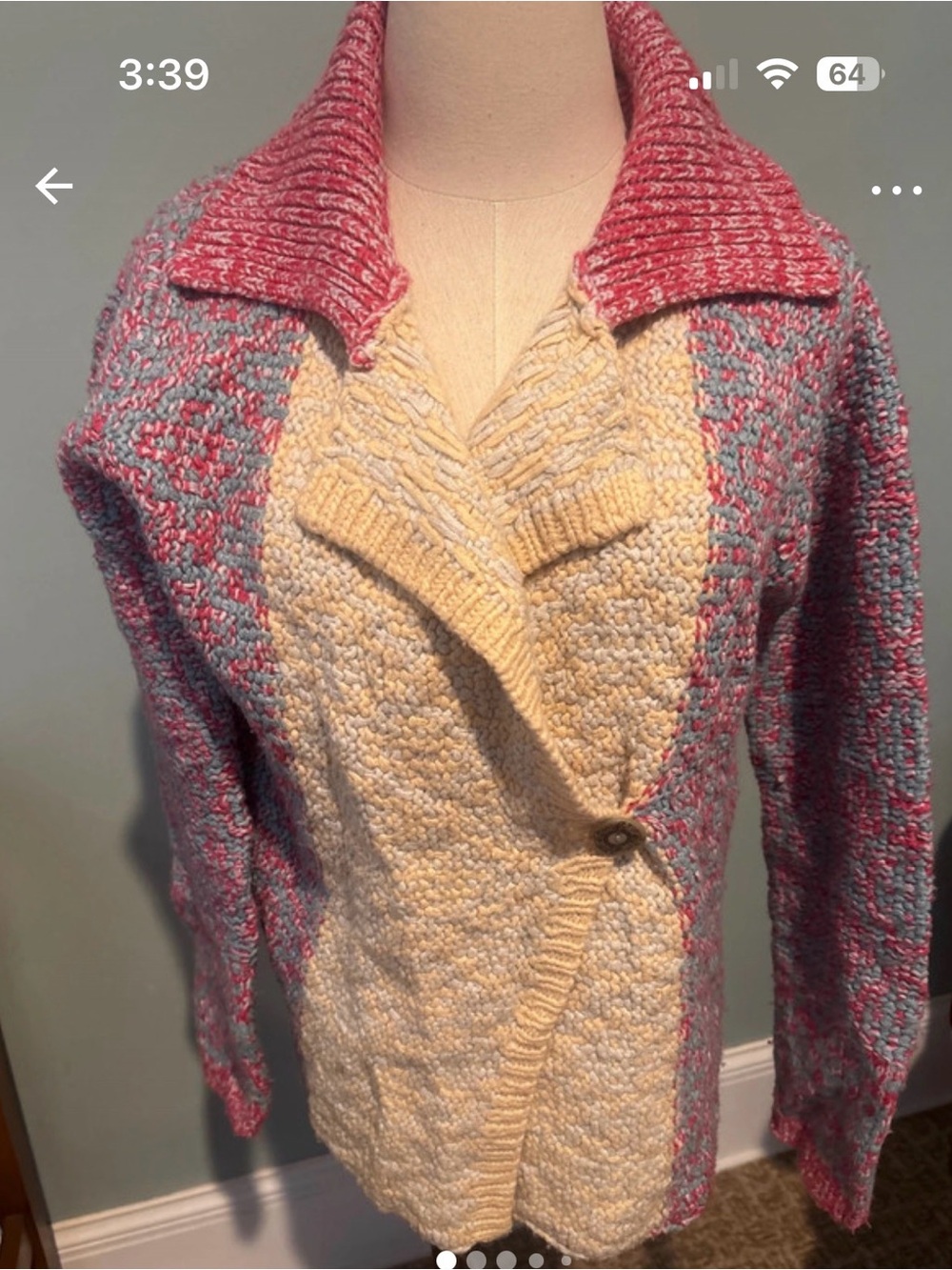 Anthropologie Sleeping on Snow Two-Tone Knit Cardigan in Pink & Cream